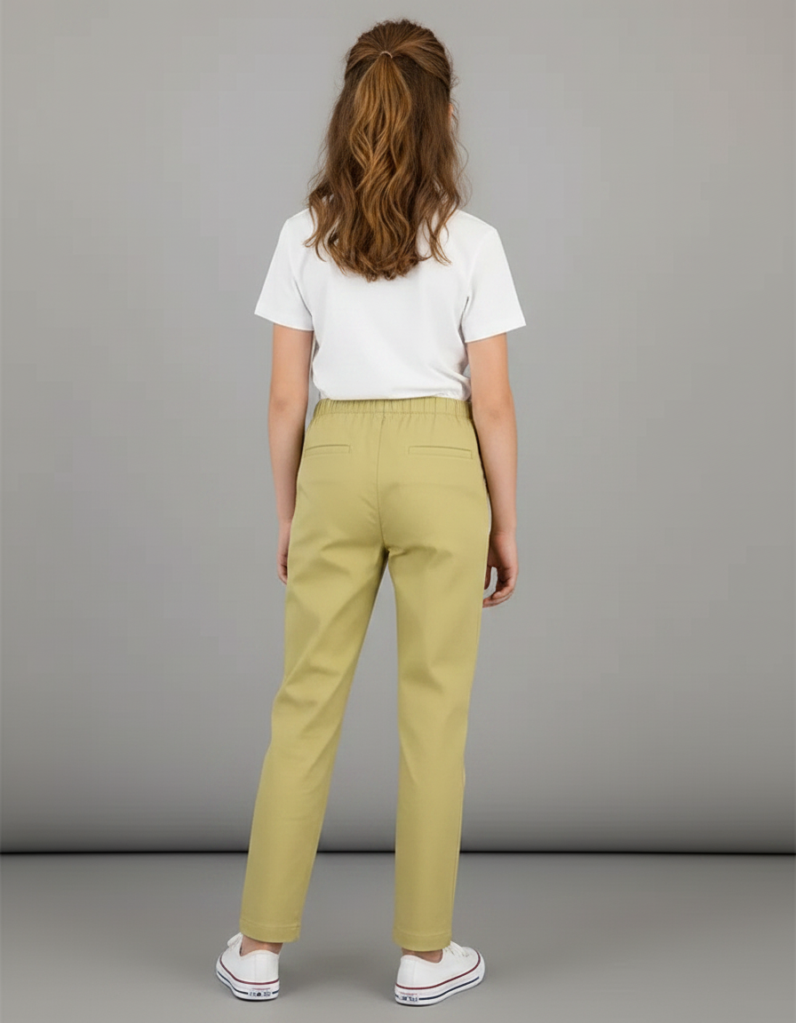 Pantalon Chino Vert Olive Coton Droit Enfant - Kaki - vue 2