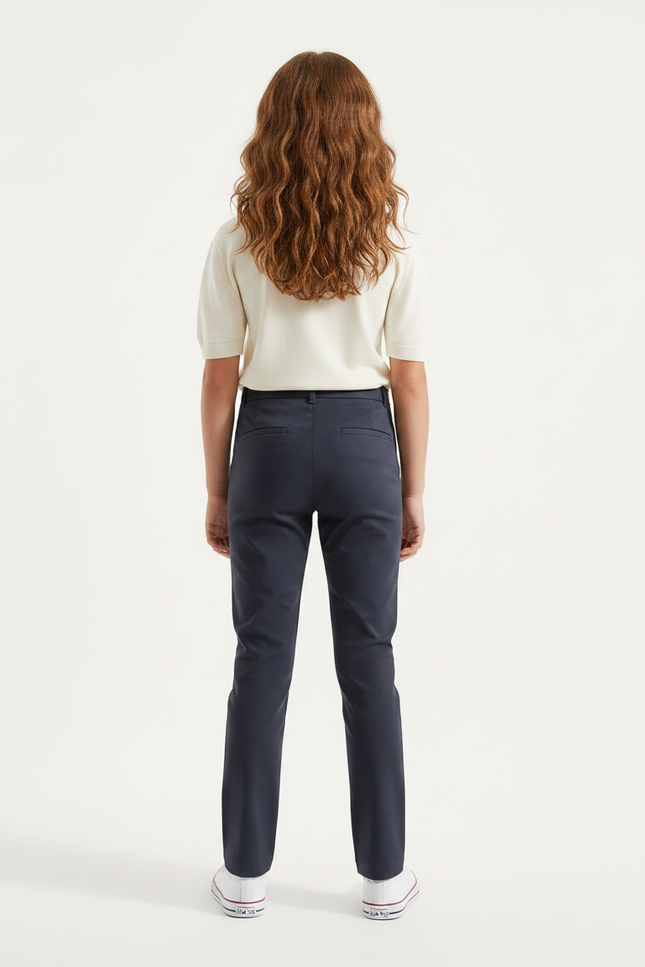 Pantalon Chino Bleu Marine Droit Décontracté Enfant - Gabardine - vue 2
