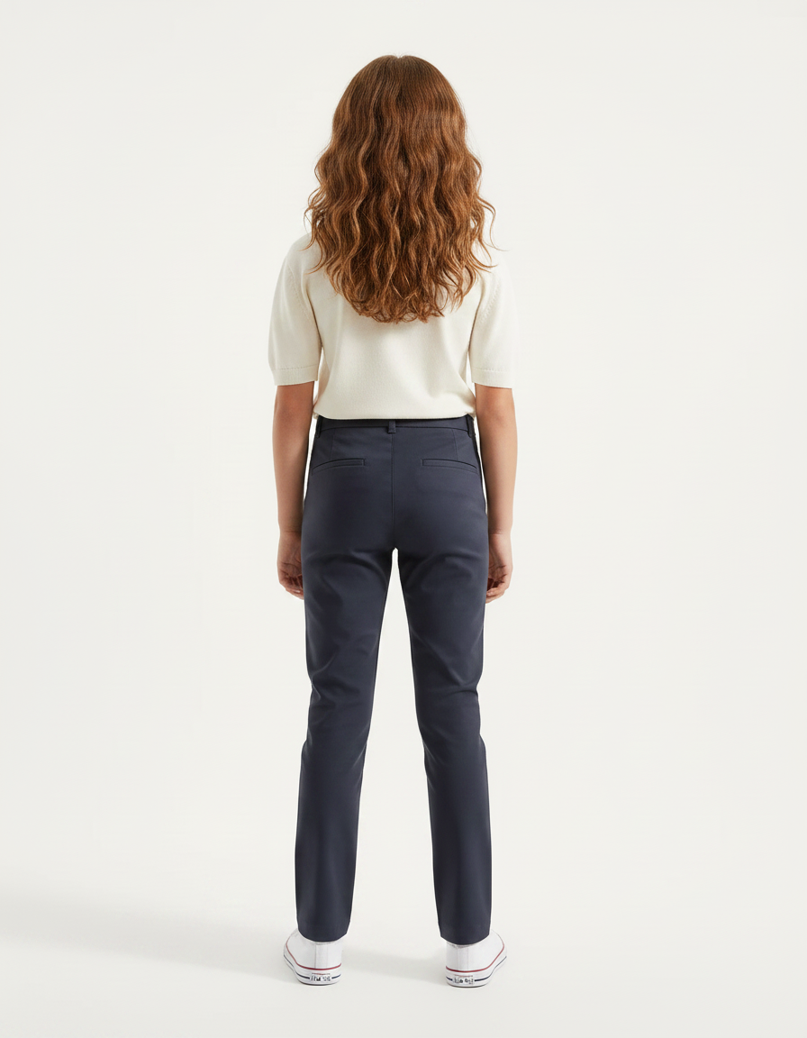 Pantalon Chino Bleu Marine Droit Décontracté Enfant - Gabardine - vue 2