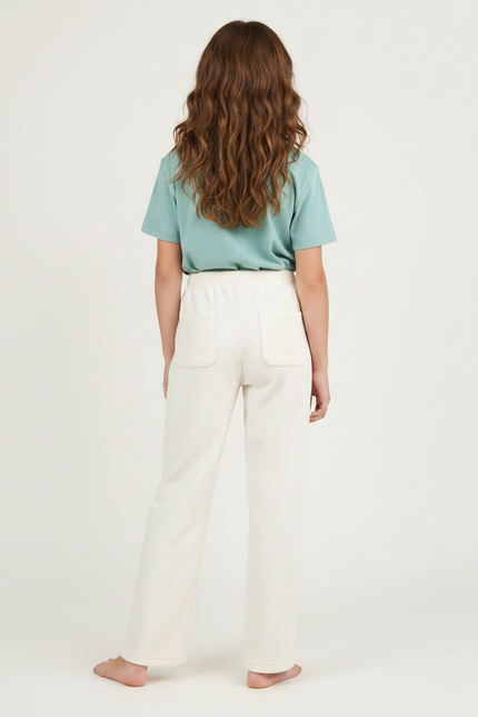 Pantalon Chino Écru Côtelé Droit Confortable Enfant - Beige Cordé - vue 2