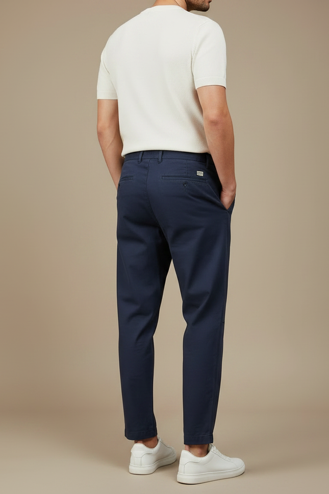 Pantalon Chino Bleu Marine Coton Ample Décontracté Homme - Gabardine - vue 2