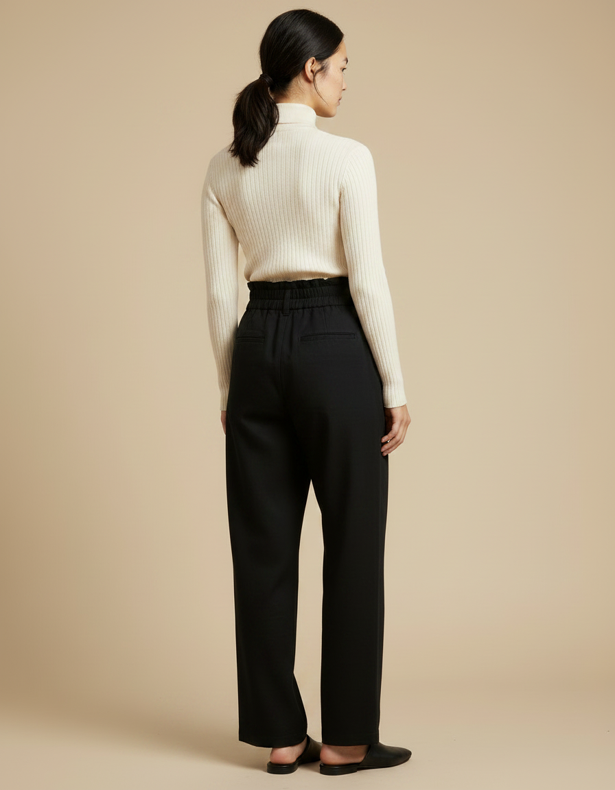 Pantalon Chino Fluide - Noir Gabardine - vue 2