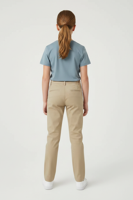 Pantalon Chino Beige Coton Droit Décontracté Fille - vue 2