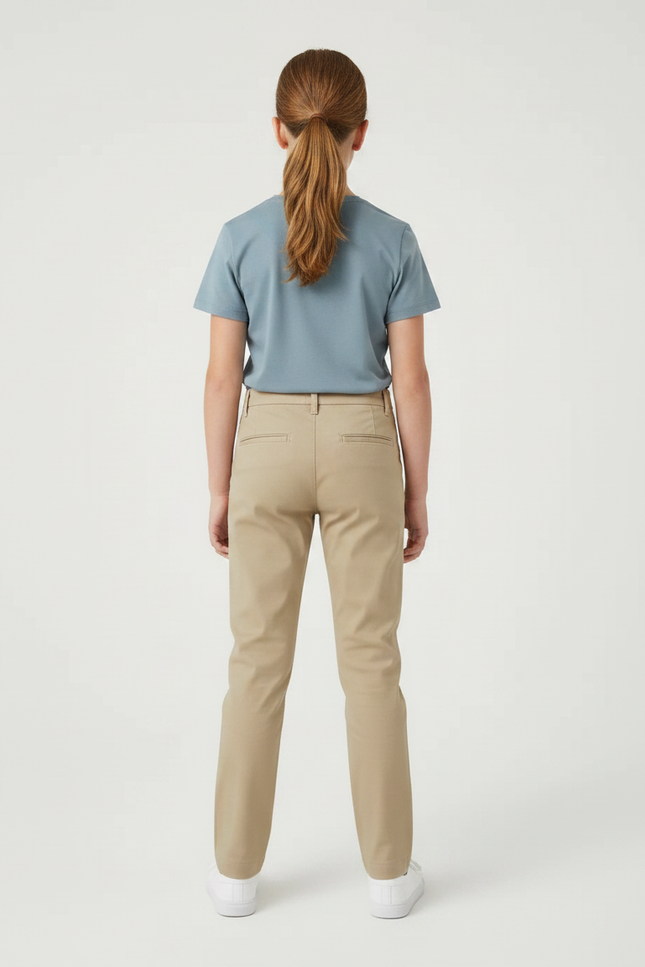 Pantalon Chino Beige Coton Droit Décontracté Fille - vue 2