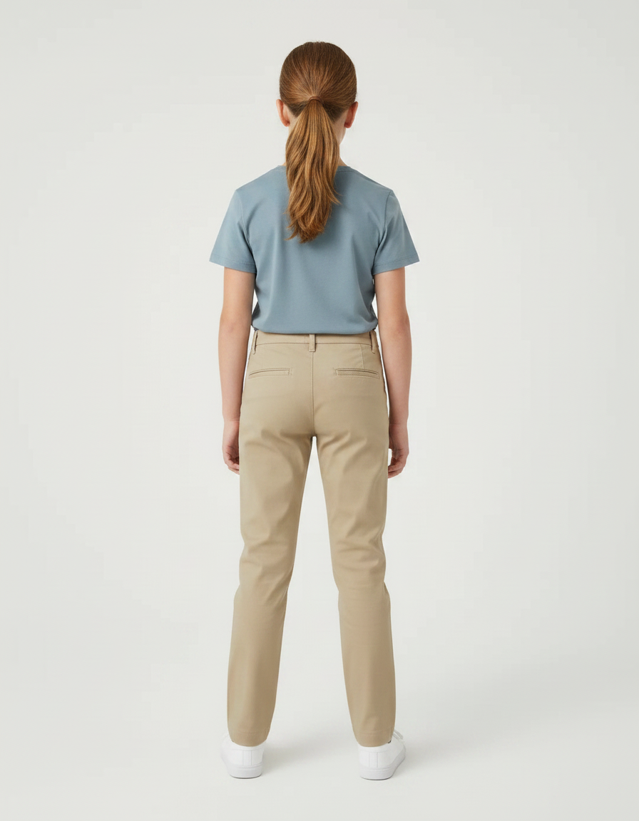 Pantalon Chino Beige Coton Droit Décontracté Fille - vue 2