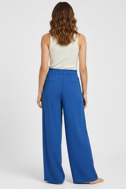 Pantalon Chino Bleu Royal Fluide Ample Décontracté Femme - Viscose - vue 2