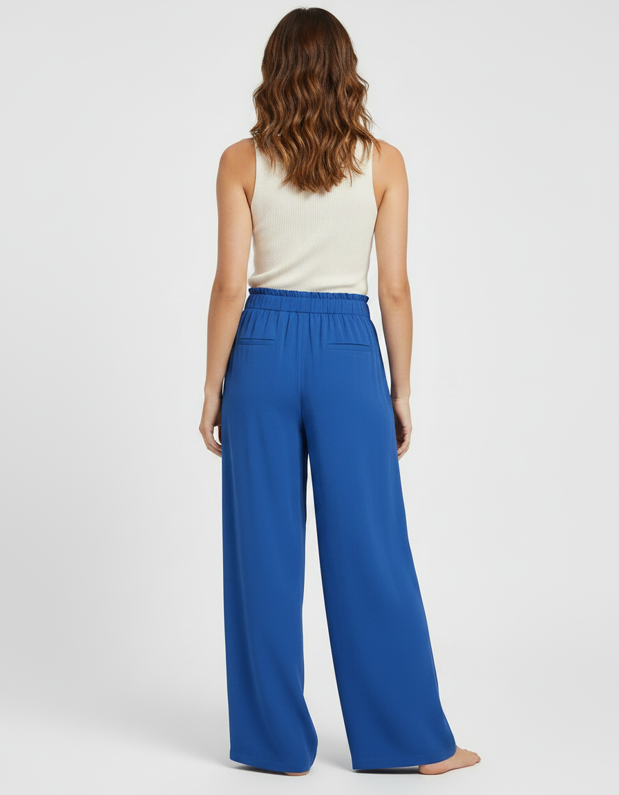 Pantalon Chino Bleu Royal Fluide Ample Décontracté Femme - Viscose - vue 2