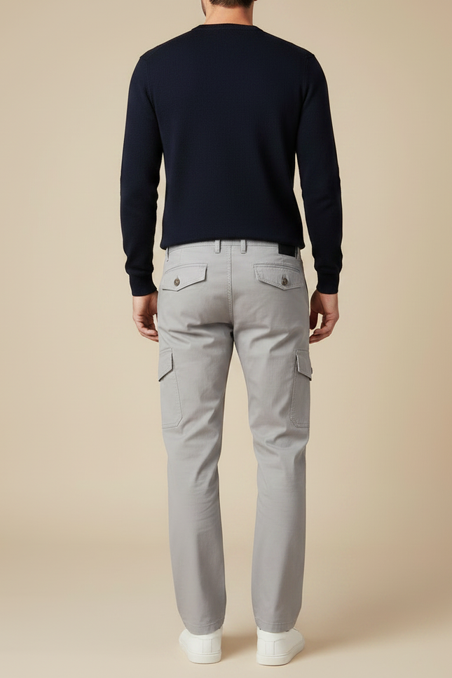 Pantalon Chino Cargo Gris Droit Décontracté Homme - Coton - vue 2