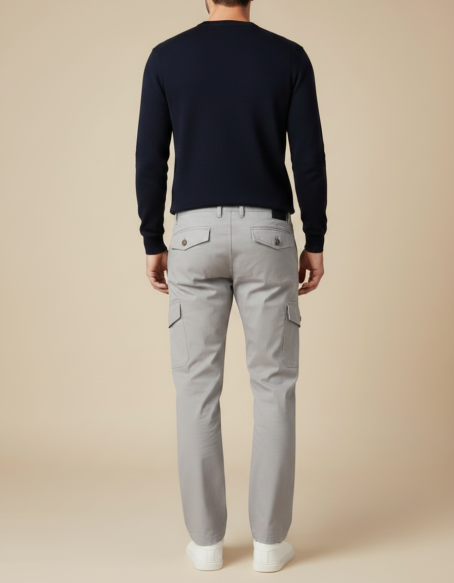 Pantalon Chino Cargo Gris Droit Décontracté Homme - Coton - vue 2