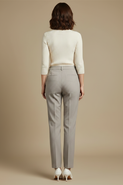 Pantalon Chino Femme Gris Droit - Gabardine - vue 2