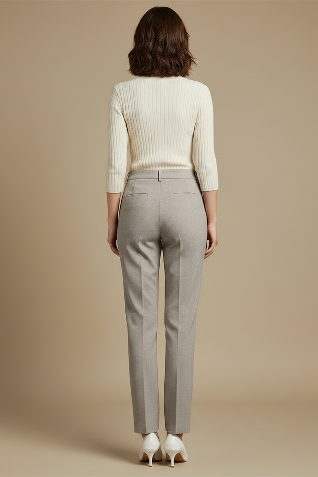 Pantalon Chino Femme Gris Droit - Gabardine - vue 2