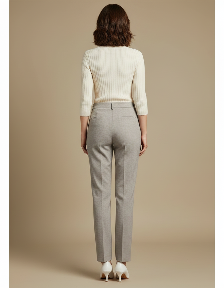 Pantalon Chino Femme Gris Droit - Gabardine - vue 2