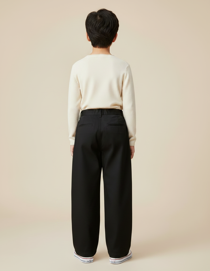 Pantalon Chino Noir Ample Coton Enfant - vue 2