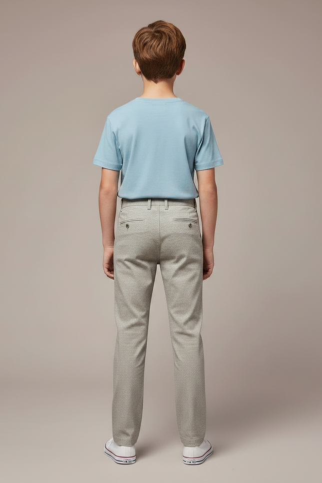 Pantalon Chino Gris Chiné Droit Garçon Décontracté - Gabardine - vue 2
