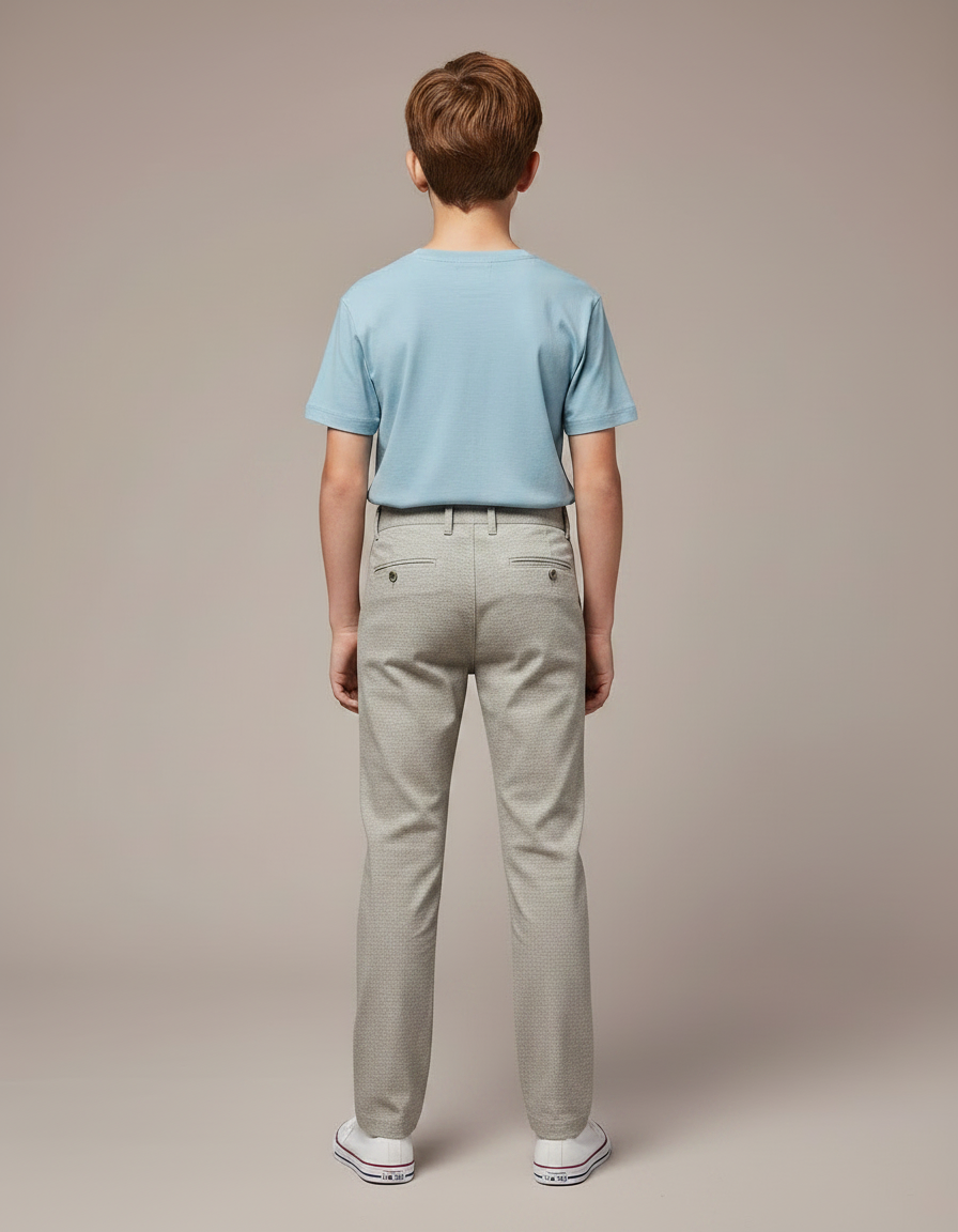 Pantalon Chino Gris Chiné Droit Garçon Décontracté - Gabardine - vue 2
