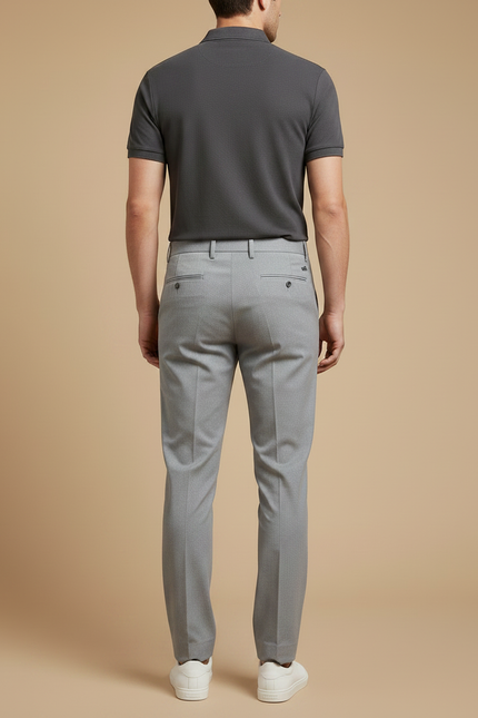 Pantalon Chino Gris Slim Élégant Formel Homme - Gabardine - vue 2