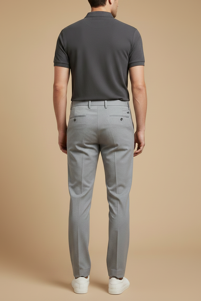 Pantalon Chino Gris Slim Élégant Formel Homme - Gabardine - vue 2