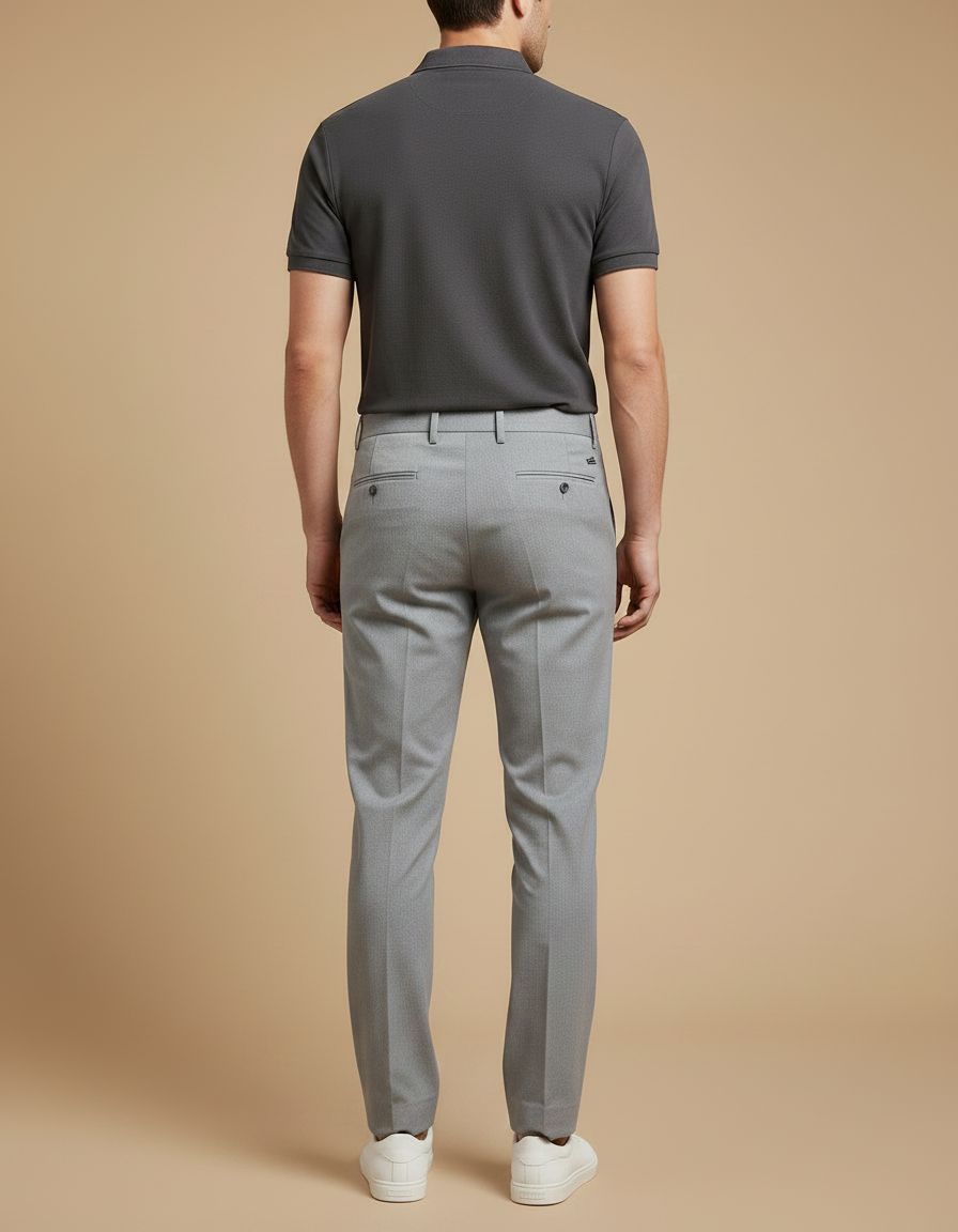 Pantalon Chino Gris Slim Élégant Formel Homme - Gabardine - vue 2