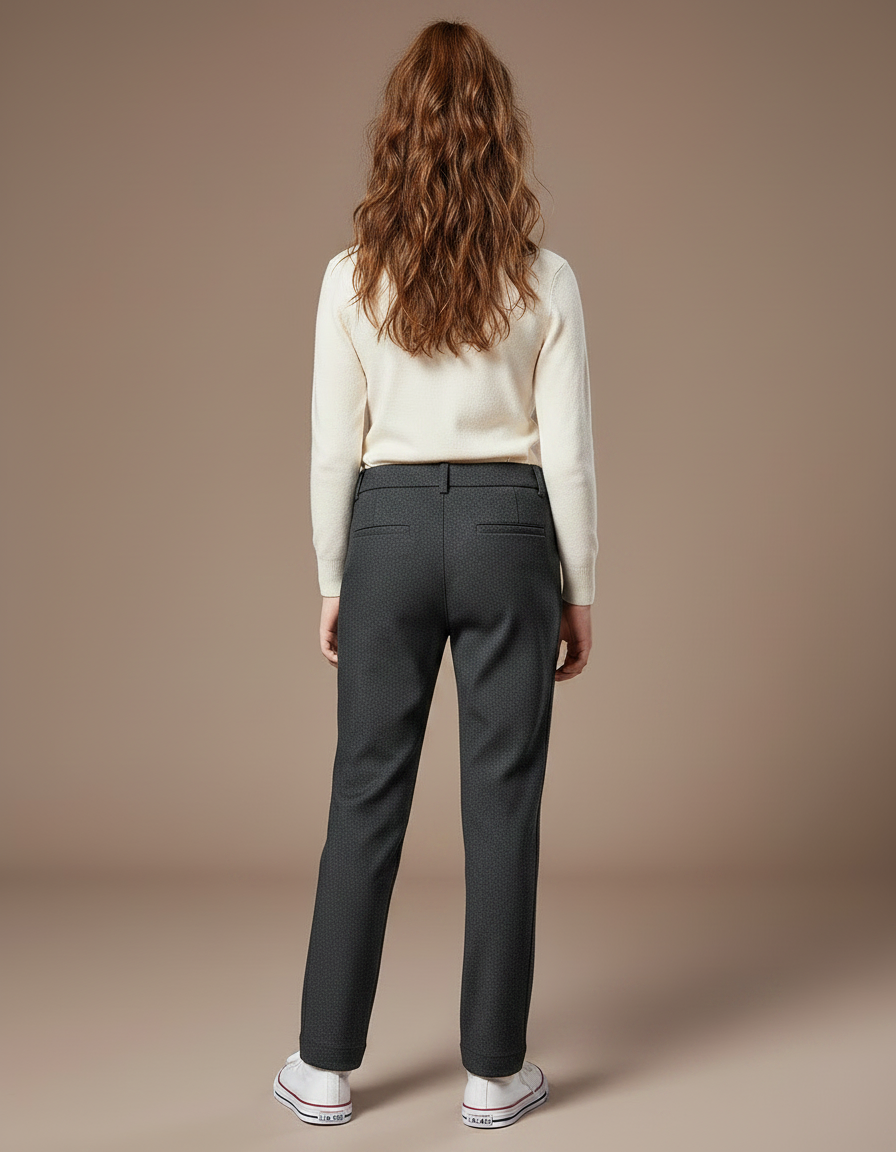 Pantalon Chino Gris Fille Slim Imprimé Décontracté - Tweed - vue 2