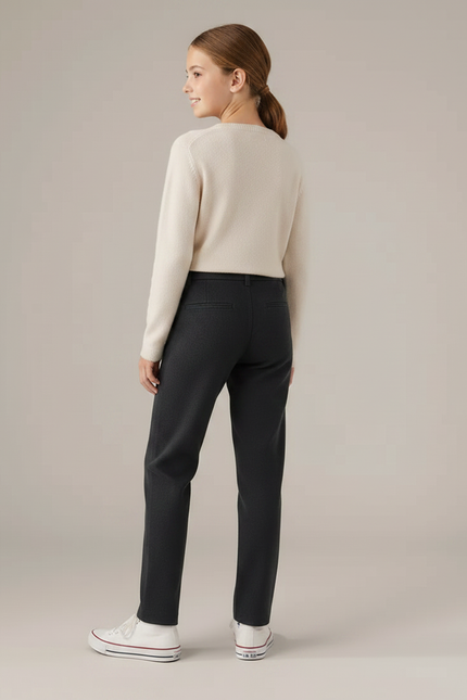 Pantalon Chino Gris Fille Laine Coupe Droite - vue 2