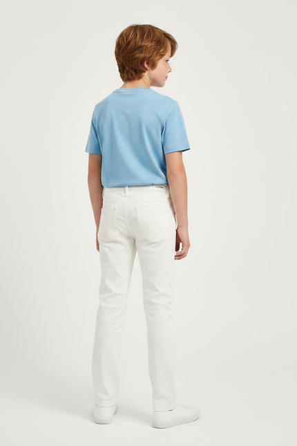 Pantalon Chino Blanc Cassé Coton Coupe Droite Enfant - Beige - vue 2