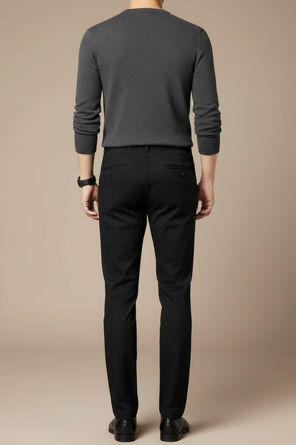 Pantalon Chino Noir Homme Coupe Droite Décontracté - Coton - vue 2