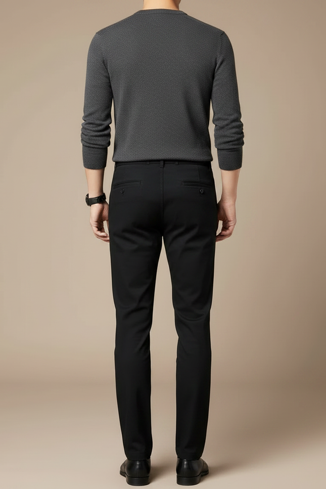 Pantalon Chino Noir Homme Coupe Droite Décontracté - Coton - vue 2