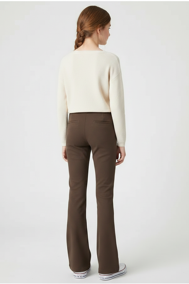 Pantalon Chino Marron Droit Fluide Élégant Enfant - Gabardine - vue 2