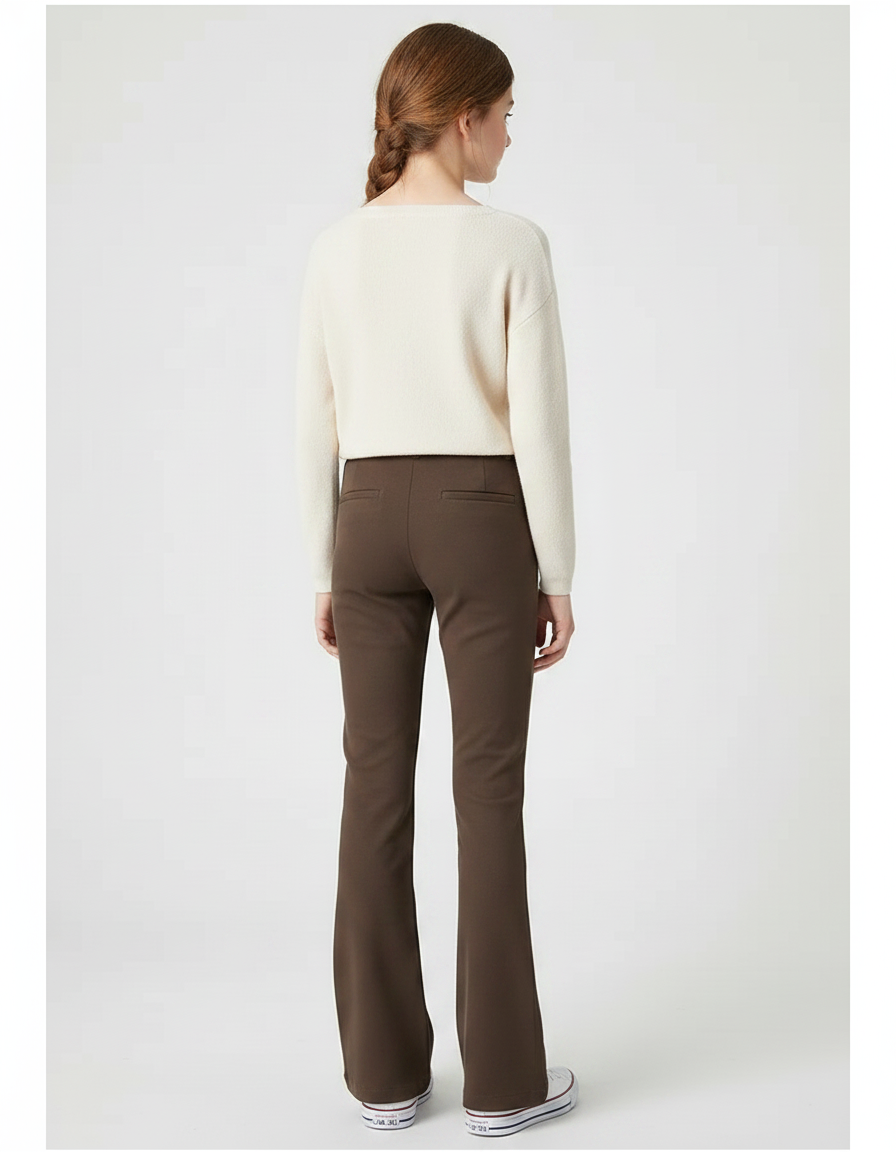 Pantalon Chino Marron Droit Fluide Élégant Enfant - Gabardine - vue 2
