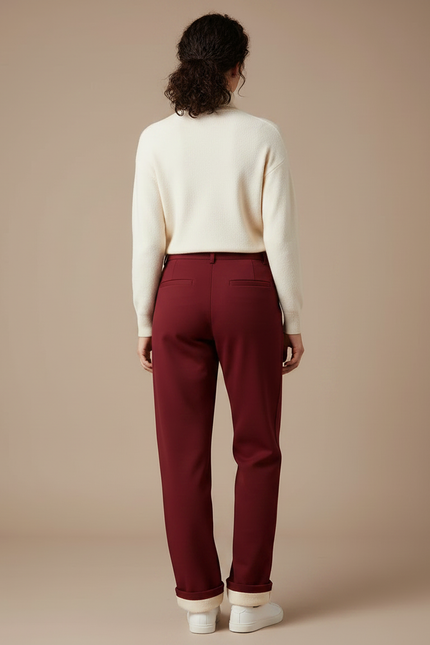 Pantalon Chino Bordeaux Ample Doublé Chaud Hiver - Gabardine - vue 2