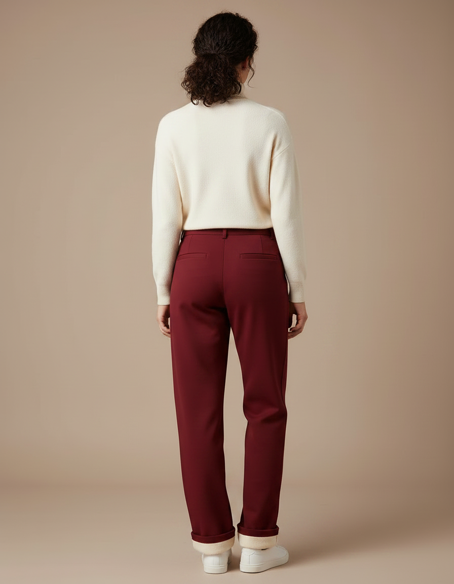 Pantalon Chino Bordeaux Ample Doublé Chaud Hiver - Gabardine - vue 2