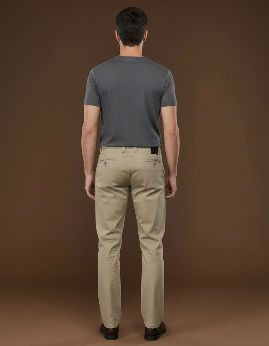 Pantalon Chino Homme Kaki Coton Droit Décontracté - vue 2