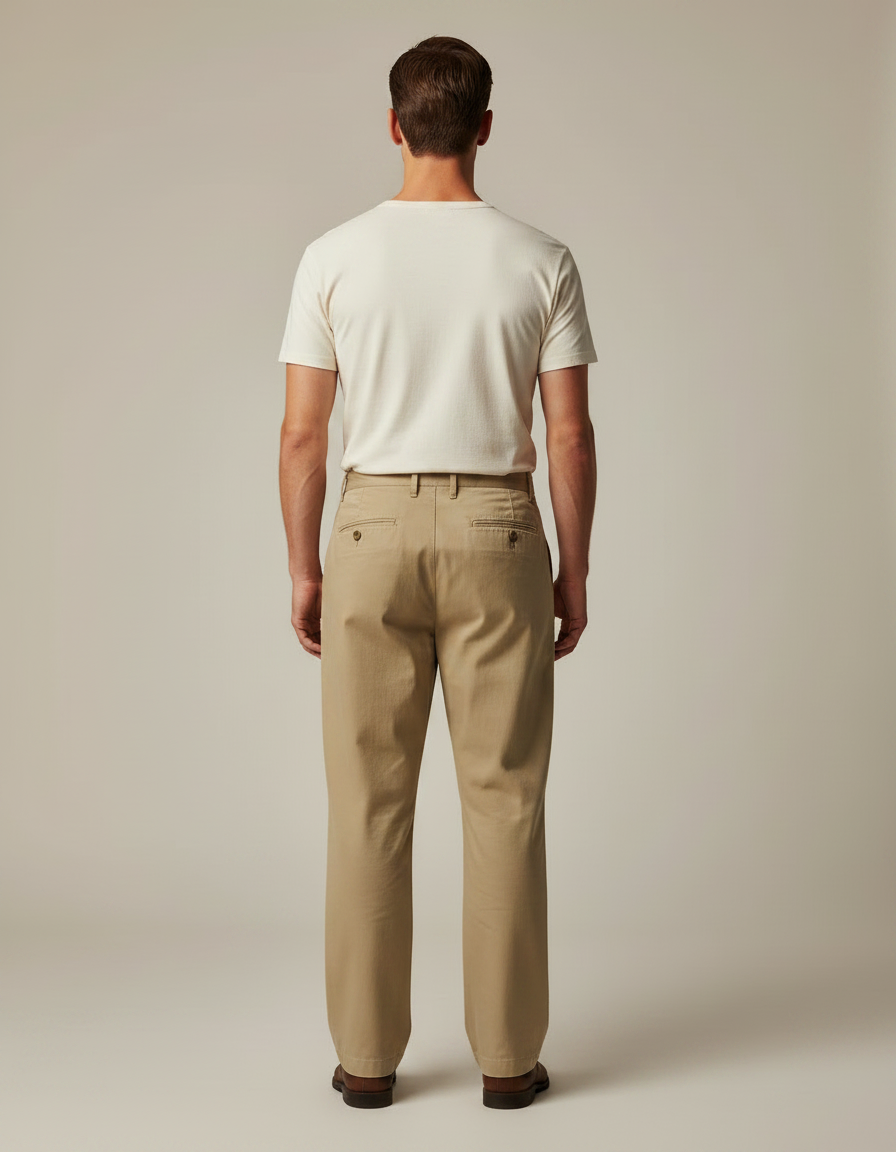 Pantalon Chino Kaki Coton Ample Décontracté Homme - Gabardine - vue 2