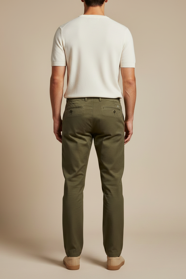 Pantalon Chino Vert Olive Coton Décontracté Homme - Kaki - vue 2
