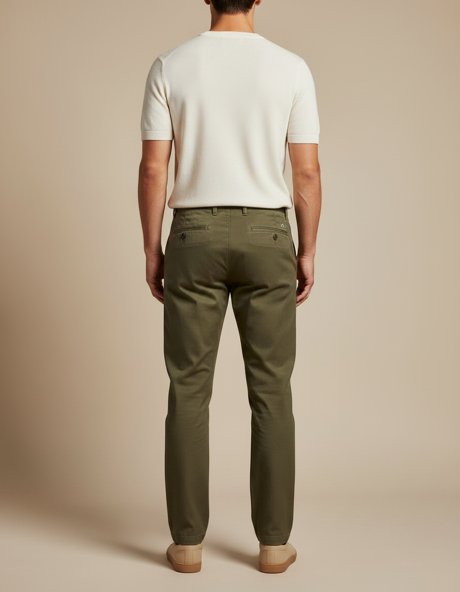 Pantalon Chino Vert Olive Coton Décontracté Homme - Kaki - vue 2