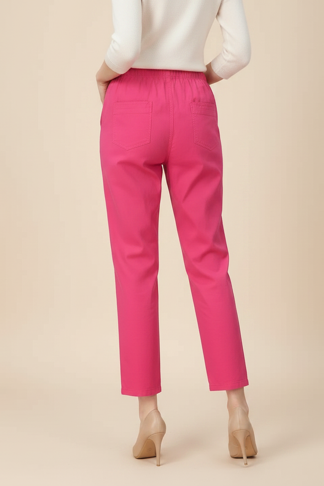 Pantalon Chino Rose Brodé Coton Harem Élastique - vue 2