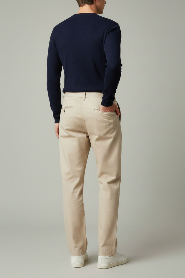 Pantalon Chino Beige Coton Droit Tendance Homme - vue 2