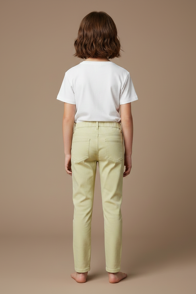Pantalon Chino Vert Pâle Coton Slim Fille - vue 2