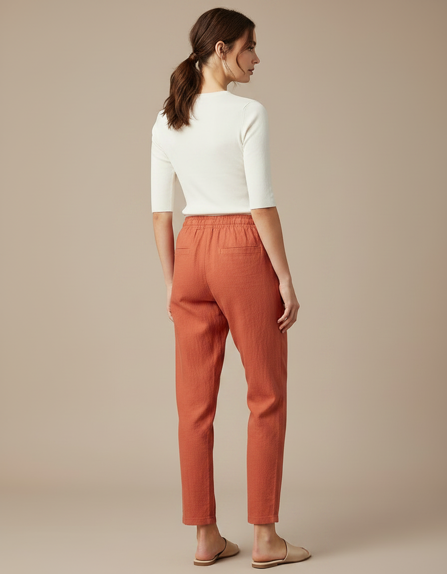 Pantalon Chino Corail Femme - Orange Lin - vue 2
