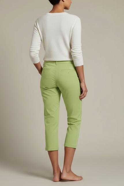 Pantalon Chino Vert Clair Capri Décontracté Femme - Gabardine - vue 2