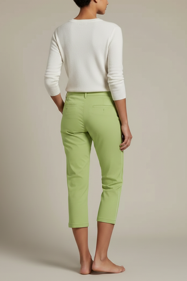 Pantalon Chino Vert Clair Capri Décontracté Femme - Gabardine - vue 2