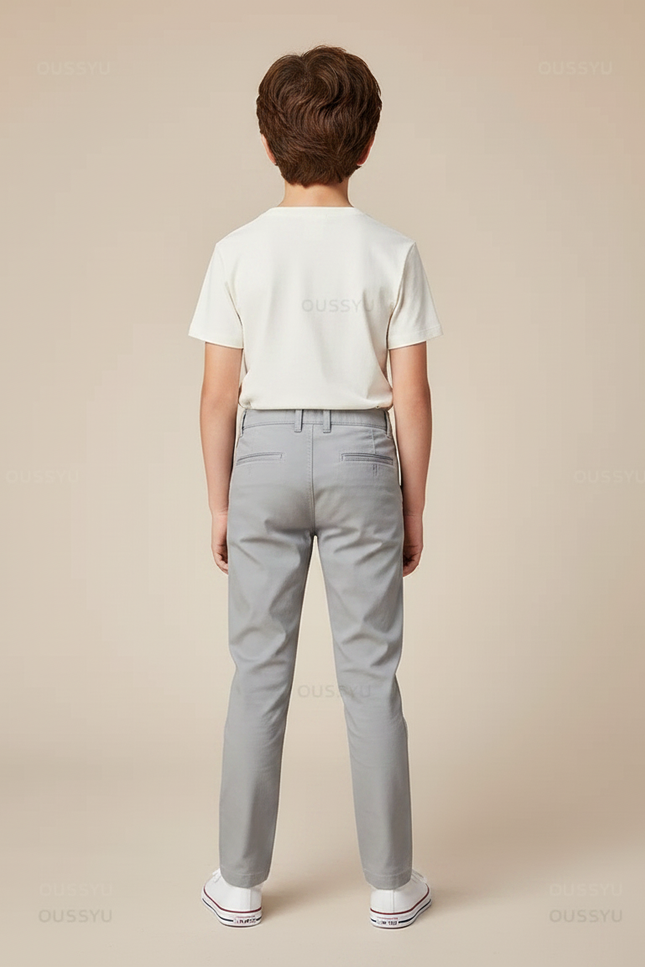Pantalon Chino Gris Coton Slim Enfant Décontracté - vue 2