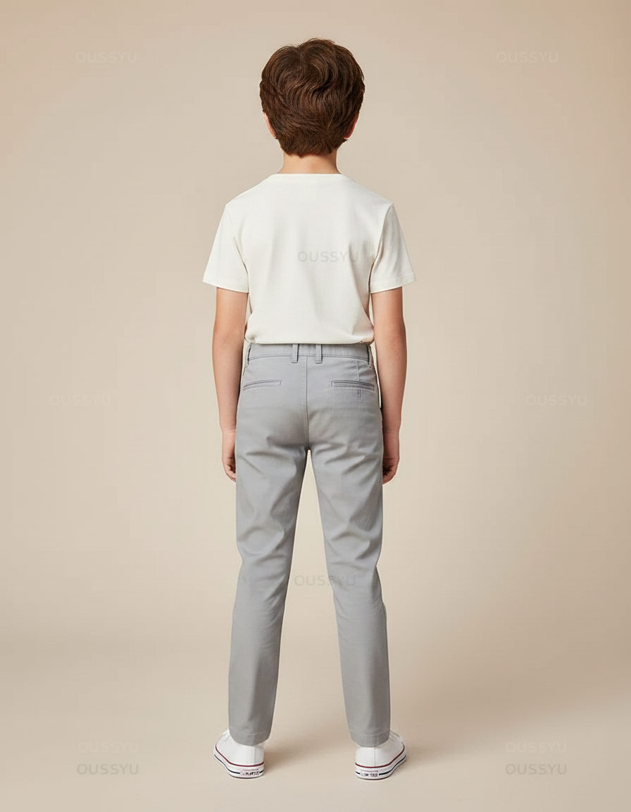 Pantalon Chino Gris Coton Slim Enfant Décontracté - vue 2