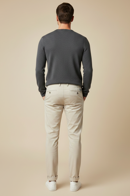 Pantalon Chino Beige Coton Slim Casual Homme - vue 2