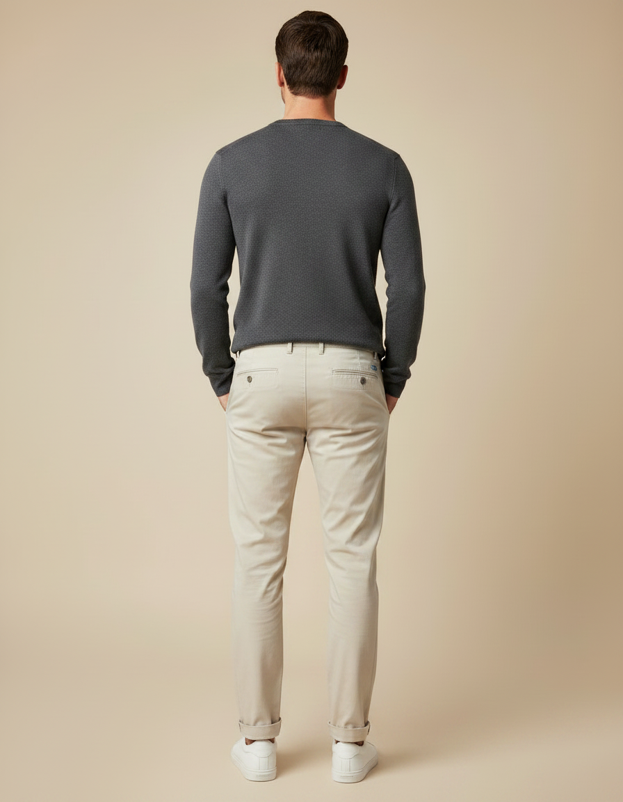 Pantalon Chino Beige Coton Slim Casual Homme - vue 2