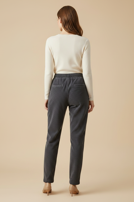 Pantalon Chino Côtelé Gris Droit Décontracté Femme - Cordé - vue 2