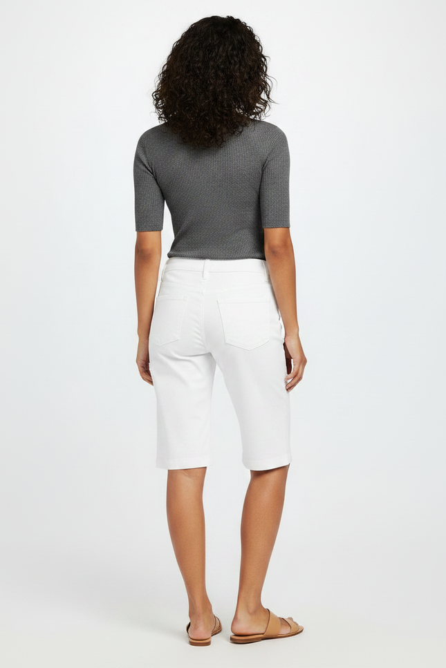 Pantalon Chino Femme Blanc Taille Haute Coupe Droite - Coton - vue 2