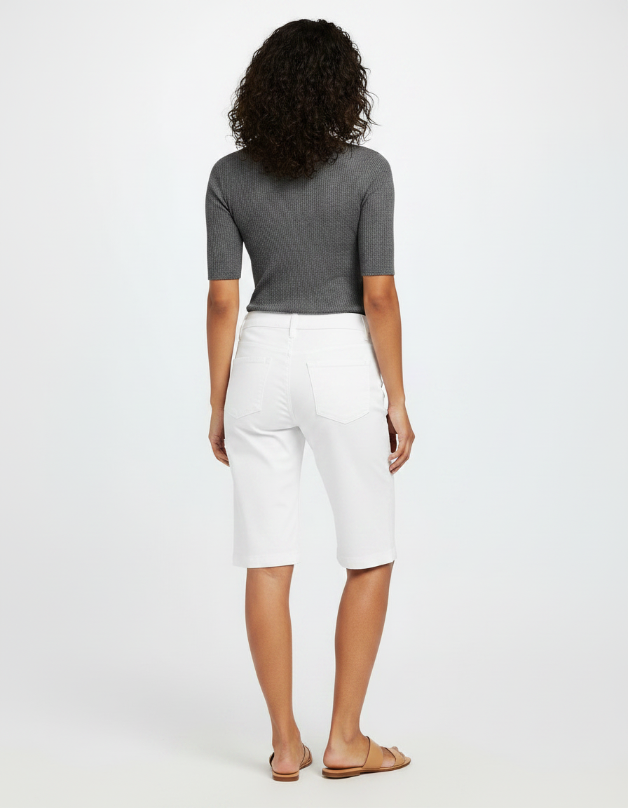 Pantalon Chino Femme Blanc Taille Haute Coupe Droite - Coton - vue 2