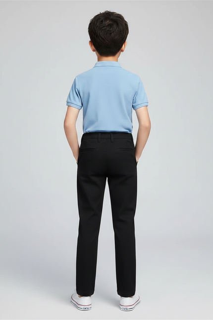 Pantalon Chino Noir Coton Droit Garçon Élégant - vue 2
