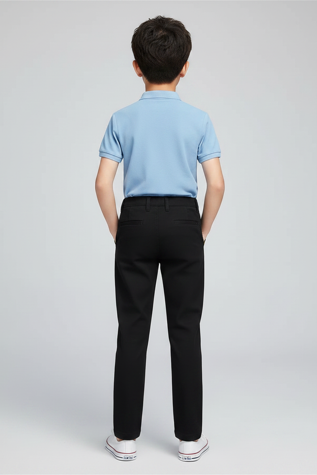 Pantalon Chino Noir Coton Droit Garçon Élégant - vue 2